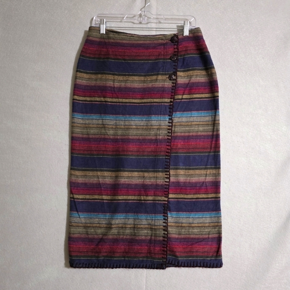 Vtg Hunt Club Womens Serape True Wrap Blanket Skirt Size 10 Petite